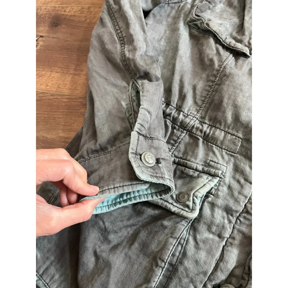 Free People double cloth jacket military drawstring M